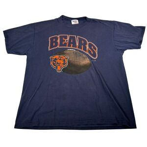 Vintage 1996 Chicago Bears NFL T-Shirt Locker Line Navy Blue Mens XL Graphic Tee